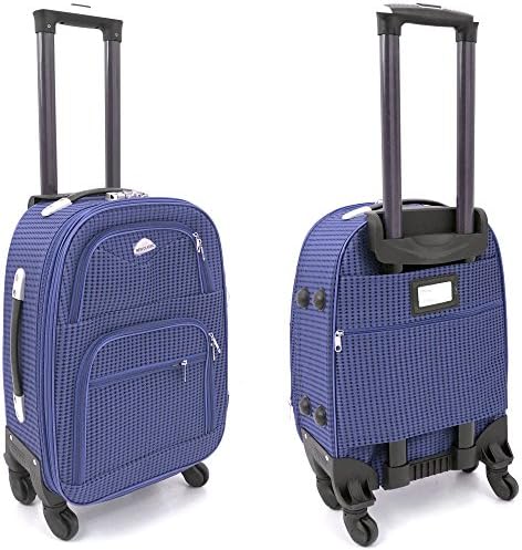 Lightweight Expanding 4 Wheel Spinner Trolley Case 360 degree Luggage - Available in 4 sizes and 6 colours (Carry-On 19", Blue)