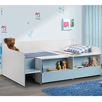 Happy Beds Cabin Bed Low Sleeper Blue Storage Frame Bedroom Kids
