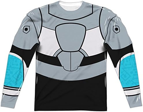 Teen Titans Go Cyborg Uniform (Front Back Print) Mens Long Sleeve Sublimation Shirt White Lg