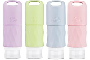 Teskyer Botes Viaje Rellenables 90 ml - A Prueba de Fugas, Portátiles, Reutilizable, con Orificio Para Colgar, Material de Silicona, Accesorios de Viaje
