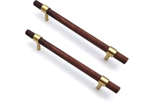 SYZOW 6 sztuk Uchwyty do szafek kuchennych Uchwyty do mebli orzechowych-T uchwyty meblowe uchwyty szuflady mosiądz środek otworu (224 mm, orzech)