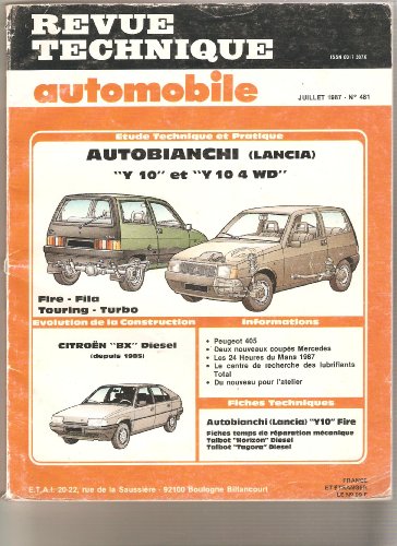 Download Revue Technique Automobile, n°481 : Autobianchi (Lancia) : Y 10 et Y 10 4 WD : Fire, Fila, Touring, Turbo Download Revue Technique Automobile, n°481 : Autobianchi (Lancia) : Y 10 et Y 10 4 WD : Fire, Fila, Touring, Turbo