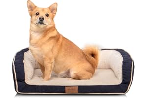 EMME Ortopedyczne legowisko dla psa, małe, nadające się do prania legowiska dla psów z pianką w kształcie jajka, wodoodporne legowisko dla psa z nadającym się do prania pokrowcem polarowym dla małych,