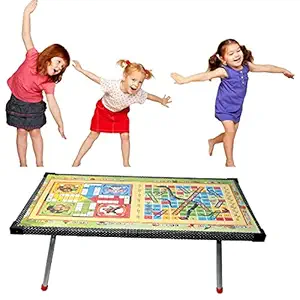 Prime Wooden Ludo Snakes and Ladders Printed Foldable Study Multipurpose Bed Table for Kids Boys and Girls Pack of 1