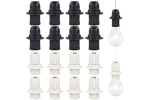 Pilikoll 16 Stück E14 Lampenfassung E14 Socket Lights E14 Lamp Socket Adapter Kleine Edison-Schraube E14 Fassung Kunststof für LED Glühlampen(Weiß&Schwarz)
