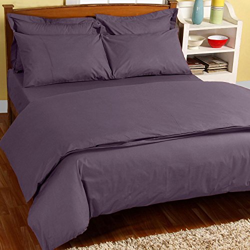 HOMESCAPES Purple Grape Pure Egyptian Cotton Flat Sheet King 200 TC 400 Thread Count Equivalent Bed Sheet