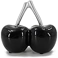 Black and Silver Art Deco Cherry Cherries Decoration Fruit Ornament Display Piece Gift