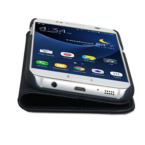 CASEZA Galaxy S7 Funda tipo libro piel PU Negro - Case Cover Carcasa plegable cartera Oslo piel vegana premium para Samsung Galaxy S7 original - Ultrafina con cierre magn  tico