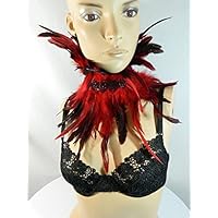 Feder Halsband Kragen rot Choker Kropfband Kette Vogel Kostüm Phönix Karneval