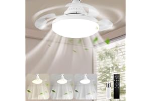 ‎UMIKK Umikk Deckenventilator mit LED Dimmbare Deckenleuchte 40cm, Unsichtbare Lüfterflügel, E27 Glühbirne, APP-Steuerung, Leise
