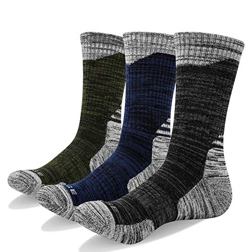 Lepfun S007 3 Paires Homme Chaussettes de Randonnée pour Trekking Camping Cyclisme Tennis et d'autres Sports, Respirantes, Haute Performance (L)