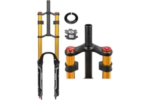 RUJIXU Mountain Bike Front Suspension Fork 26 27.5 29 Inch Disc Brake Air Down Hill Fork 1-1/8" Straight 1-1/2" Tapered Mtb Triple Tree Bike Fork Travel 135mm Quick Release 2440g