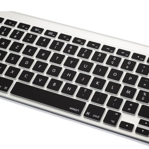 MiNGFi Französisch Tastatur Silikon Schutz Abdeckung AZERTY für MacBook Pro 13, 15, 17 Air 13 Zoll EU Keyboard Layout Silicone Cover – Schwarz - 3