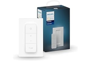 ‎PHILIPS HUE Philips Hue Dimmschalter für Hue Lichtsysteme, Smarter Dimmer zur Steuerung von Leuchten und Lichtszenen, kabelloser Lichtschalter ohne Installation, weiß