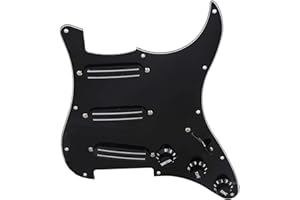 Yibuy Black 3-ply Dual Rail Pickup Electric Guitar Loaded Prewired Pickguard set SSS 9.2-9.3 kohm