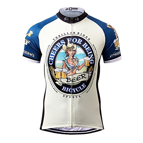 Thriller Rider Sports® Hombre Cheers for Being Blue Thriller Rider Sports® Hombre Deportes y Aire Libre Maillot Manga Corta de Ciclismo 3X-Large