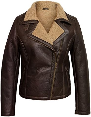 Amy: Antique Ladies Sheepskin Flying Jacket, L, Antique