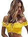 Produktbild Bikini-Set Internet Damen Einfarbig Schulterfrei Crop Tops Reizvolle Bademode + Vintage Farbdruck Badeshorts Mode Swimwear Beachwear Badeanzug High Waist Bikini Set (Gelb, L)