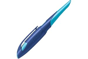 ‎STABILO Ergonomischer SchulFüller für Rechtshänder mit Standard-Feder M - STABILO EASYbirdy in mitternachtsblau/azur - inkl. Patrone - blau (löschbar)