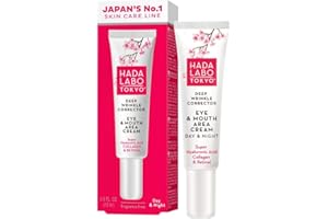 Hada Labo Tokyo - Anti-Ageing Deep Wrinkle Corrector Eye & Mouth Area Cream, with Super Hyaluronic Acid, Collagen and Retinol, Day & Night, for Age 40+, 15 ml (Pack of 1)