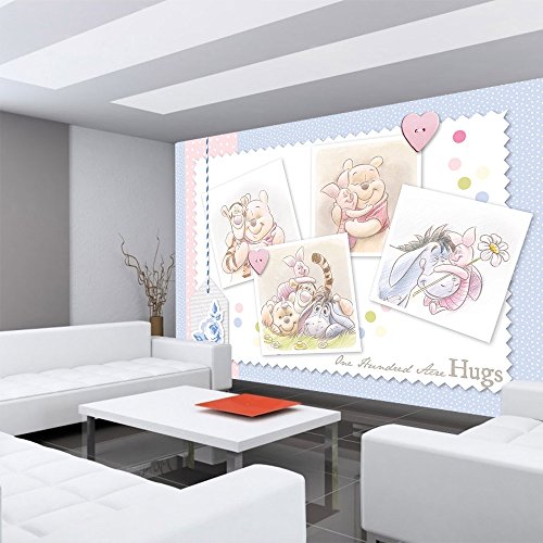 Vlies Fototapete PREMIUM PLUS Wand Foto Tapete Wand Bild Vliestapete – Kindertapete Cartoon Winnie Pooh Ferkel Tigger Herzen Liebe – no. 2343, Größe: 368 x 254 cm Vlies - 4