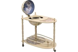 Tidyard Bar a Globo Portavini con Supporto in Legno Autoportante Eucalipto Verde,Carrello Cucina Legno,Minibar,Portavini,Carrello Bar,Carrello liquori,Porta liquori 70x45x88 cm