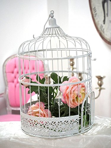 Briefbox Voliere Hochzeit Deko Käfig Eisen Weiß Tischdeko Landhaus Vintage Garten - 2