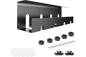 LAM-LORD Cable Management Under Desk Tray, No Drill Iron Desk Wire Organizers, Wire Management Tray Cable Management Rack, Desk Cable Tray Desk Cord Organizer with Mount System and Screws