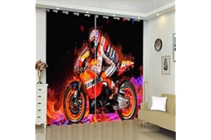 CTQTZ Locomotive Moto Rideaux Opaques Moderne Motorcycle Motif Moto Rideaux avec Oeillets 150x166 cm (Largeur x Hauteur) Rideaux occultants Lot de 2 pour Chambre d'enfant