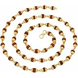 SwadesiBuyzzar Gold Plated 54 Beads Rudraksh Mala chain for Men