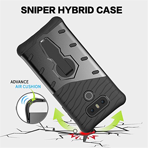 Funda LG G6 Armor Carcasa   Tarea Pesada  360 Grados de Rotaci  n Soporte de Combinaci  n a Prueba de Golpes H  brido Defender Carcasa Duro Prueba de Choques y Dustproof de Caja Protectora para LG  LG G6  Plata 