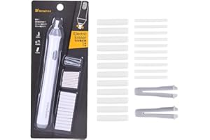 DOYOMTOY Penna elettrica per cancellare a batteria, con 2 ricariche per cancellare e 22 pezzi di gomma, per apprendimento, ufficio, architettura, bianco