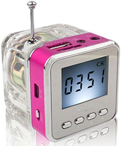 Haoponer Portable Mini Speaker Music USB SD/TF Card MP3 Player FM Radio for Computer TV Cell Phone Speaker Outdoor Travel (Pink)