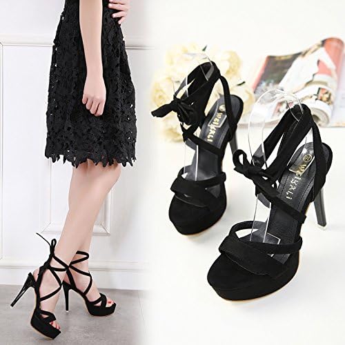 ZHZNVX Stylish, waterproof, both of which were lattice-like strap sandals, Black,39
