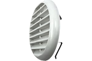 Kombi - 2 Griglie Aerazione Plastica Molla Regolabile 135mm per Ventilazione Areazione Ambiente Incasso Protezione Insetti Bianco Sistema Aria Casa Tonda Rotonda, Confezione 2 Pezzi