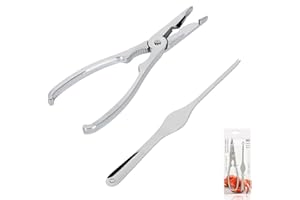 A2ZWORLD Zestaw szczypiec ze stali nierdzewnej z otwieraczem do krabów, narzędzia do skorupiaków, homarów, pręgów, owoców morza, szczypce do ryb, restauracja, 17,8 cm