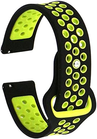 20mm Universal Smart Watch Bands, Elespoto Fossil Q Gazer Garmin Vivoactive 3 Garmin Vivomove HR Huawei Watch 2 Moto 360 2nd Gen Men's 42mm Pebble Time Round Large Samsung Gear S2 Classic Samsung Gear Sport Withings (Nokia) Steel HR 40mm 20mm Quick Release Soft Silicone Watch Band (Black Green 1)