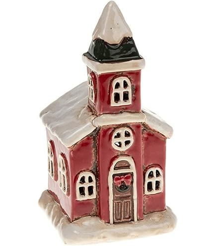 Shudehill Giftware Ceramic Village Pottery Pink Dormer House Tea Light Holder, Beautiful House Warming Gift, Home Ornament, Candle Holder