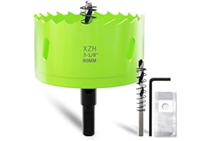 XZH 80mm Bi-Metal Hole Saw Kit with Arbor & Pilot Bit - Effortless Smooth Cutting for Wood, Plastic, Drywall & Thin Metal - Ideal for Downlight Installation & DIY Projects