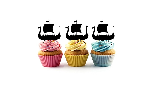 Viking Ship Gateau Toppers De Mariage Joyeux Anniversaire Acrylique Decor Gateau Cupcake Toppers Pour Gateau Partie Decoration 10 Pieces Amazon Fr Cuisine Et Maison