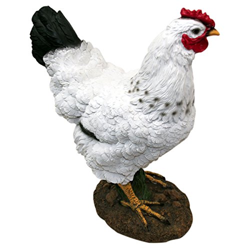 1PLUS Polyresin Figuren Henne Huhn, handbemalt, Gartendekoration Tiere, Kunstharz Dekofiguren - 2