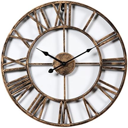 Wall Clock Silent, Likeluk 18inch (47cm)Large Metal Roman Numerals Wall Clock Antique Vintage Retro Style Home Hotel Bar Office Decor