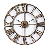 CT-Tribe Eisen wanduhr Vintage Wanduhr Römische Ziffern Wand Uhr Wall Clock Home Dekorationen Ø 47cm - Golden