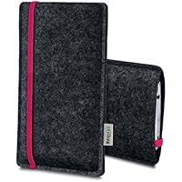 Stilbag maßgeschneiderte Handyhülle LEON | Smartphone-Tasche aus Filz | Handy Schutzhülle | Handytasche Made in Germany | Farbe: anthrazit-pink