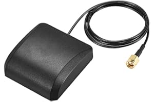 sourcing map GPS Active Antenna Compatible with Beidou GNSS SMA Male Plug 42dB Aerial Connector Cable with Magnetic Mount 1 Meters Wire