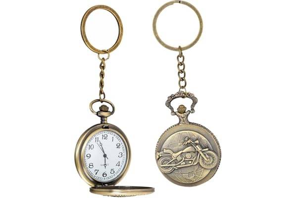 Unyks Star Pocket Watch Metal Keychain Retro Vintage for Gifting With Key Ring Anti-Rust