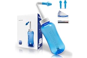 Anzorhal Sinus Rinse Kit, Nasal Rinse, Neti Pot, Sinus Relief, 300ml Bottle + 60 Salt Packets, Blue, Plastic, Adult