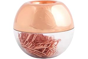 Hillento subió clips de papel de oro en mármol rosa elegante magnética titular de clip de oro, 100 clips por caja, clips de papel de 28 mm para equipos de oficina organizador del escritorio