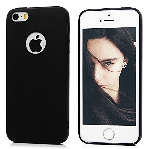 Funda iPhone SE iPhone 5S Carcasa Silicona Gel Mate Vidrio Templado Protector de Pantalla - Mavis s Diary Case Ultra Delgado TPU Goma Flexible Cover para iPhone 5 5S SE - negro Funda iPhone SE iPhone 5S Carcasa Silicona Gel Mate Vidrio Templado Protector de Pantalla - Mavis s Diary Case Ultra Delgado TPU Goma Flexible Cover para iPhone 5 5S SE - negro