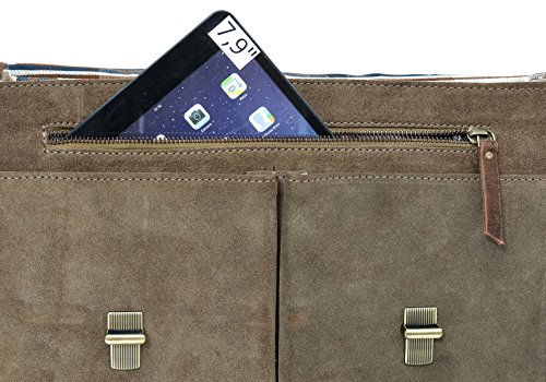 Gusti Leder studio “Sebastian“ Laptoptasche 13″ MacBook Collegetasche Arbeitstasche Unitasche Umhängetasche Henkeltasche Businesstasche Dokumententasche Aktentasche Wildleder Frauentasche Braun 2H36-26-1 - 5